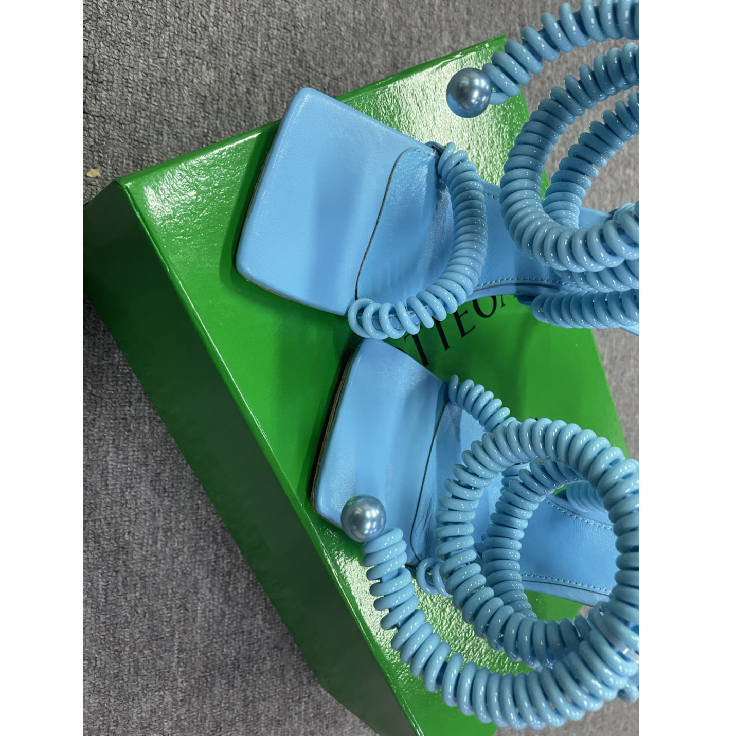 Bottega Veneta  Sandals Wire Stretch Grass Womens Blue - DopestKickz