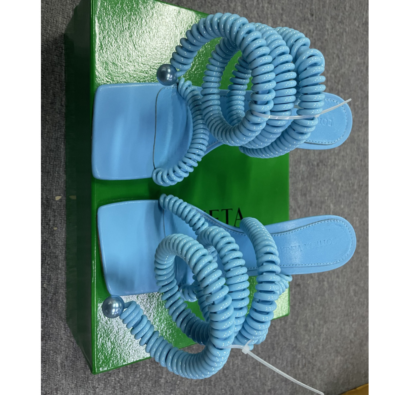 Bottega Veneta  Sandals Wire Stretch Grass Womens Blue - DopestKickz