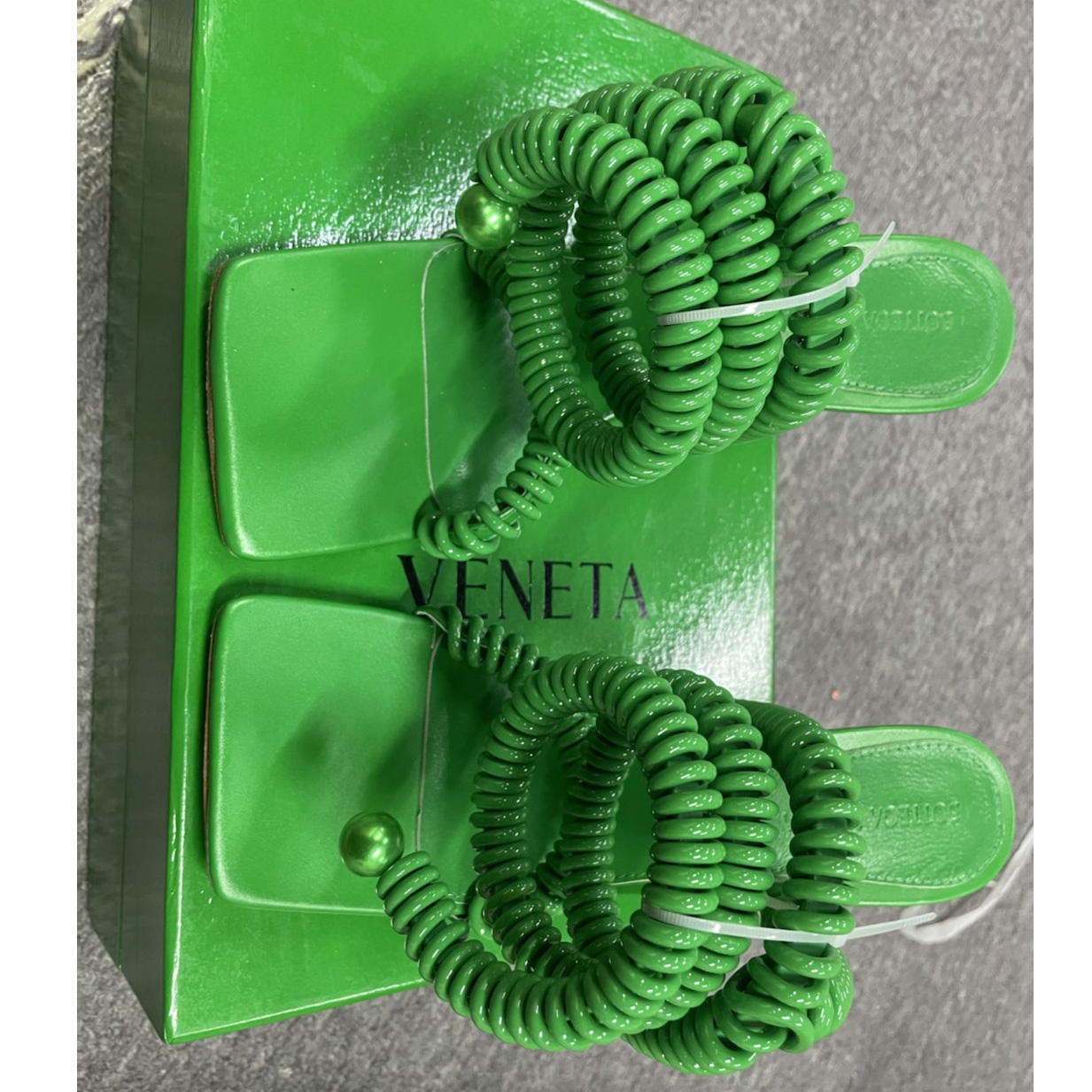 Bottega Veneta Sandals Wire Stretch Grass Womens Green - DopestKickz