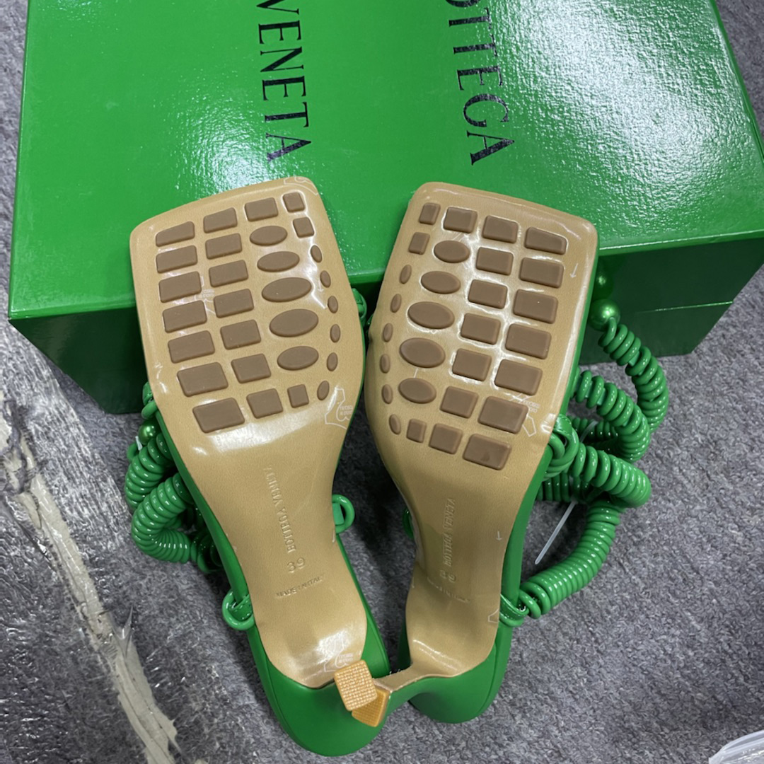 Bottega Veneta Sandals Wire Stretch Grass Womens Green - DopestKickz