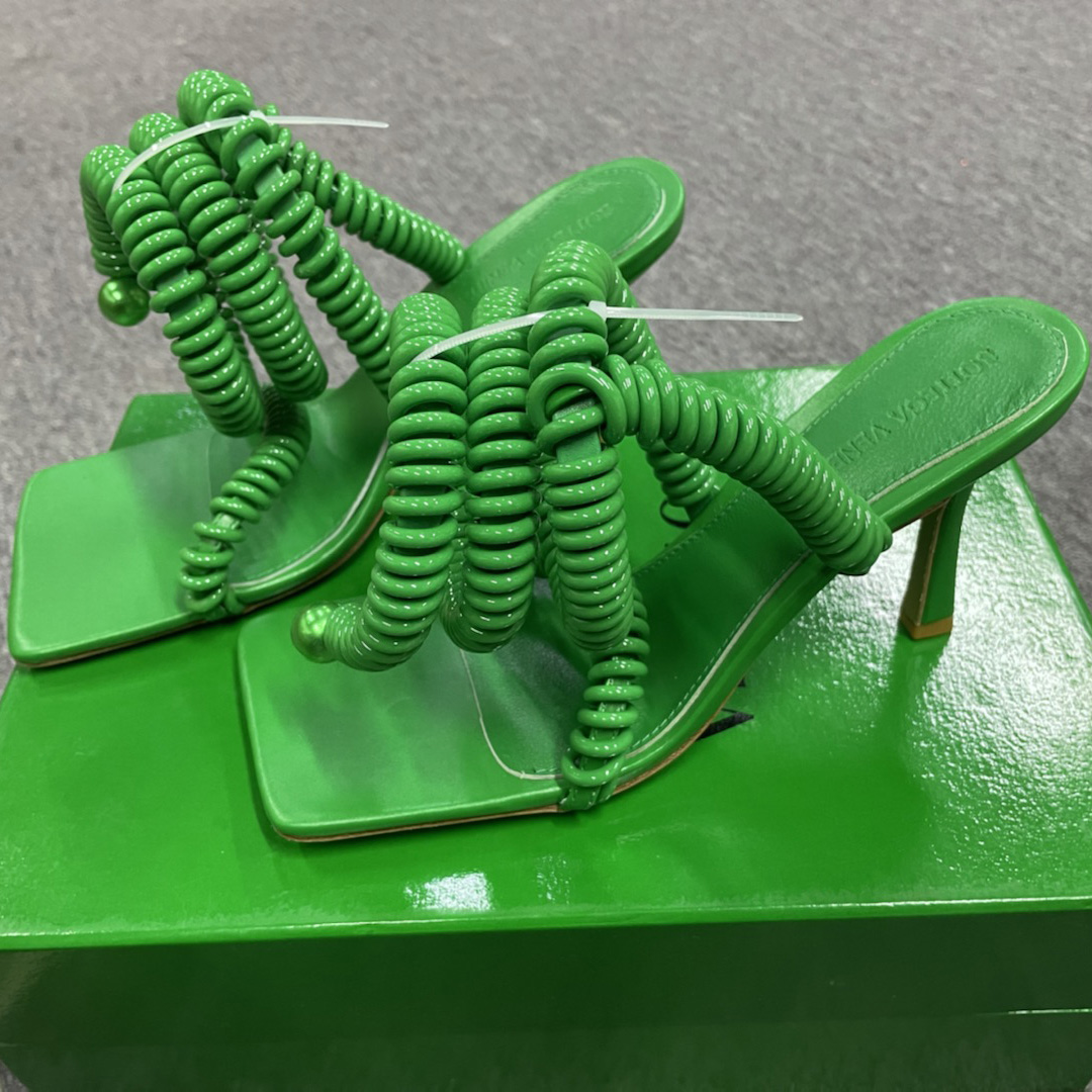 Bottega Veneta Sandals Wire Stretch Grass Womens Green - DopestKickz