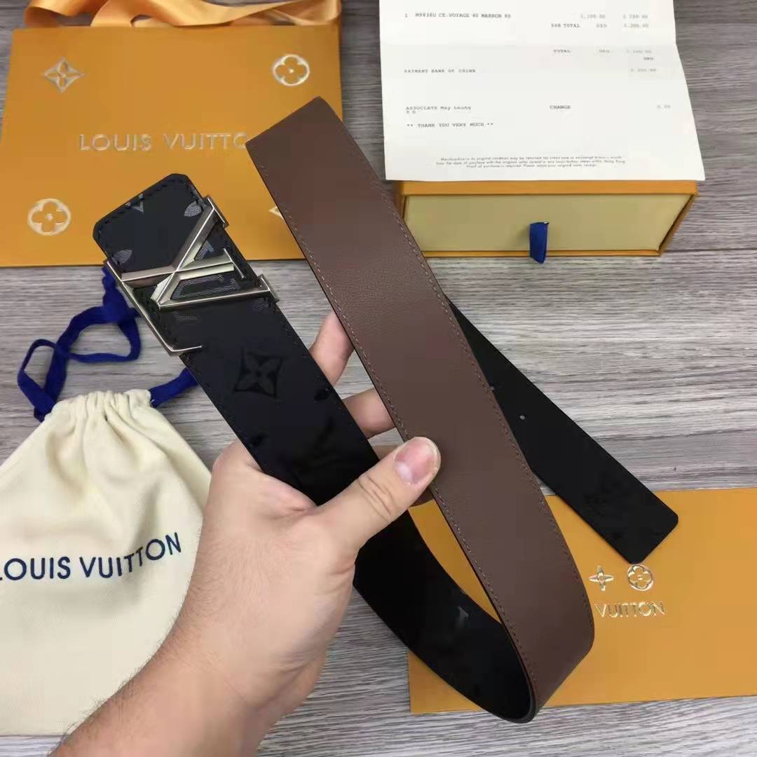 Louis Vuitton Initiales Monogram Eclipse Reversible Belt - DopestKickz