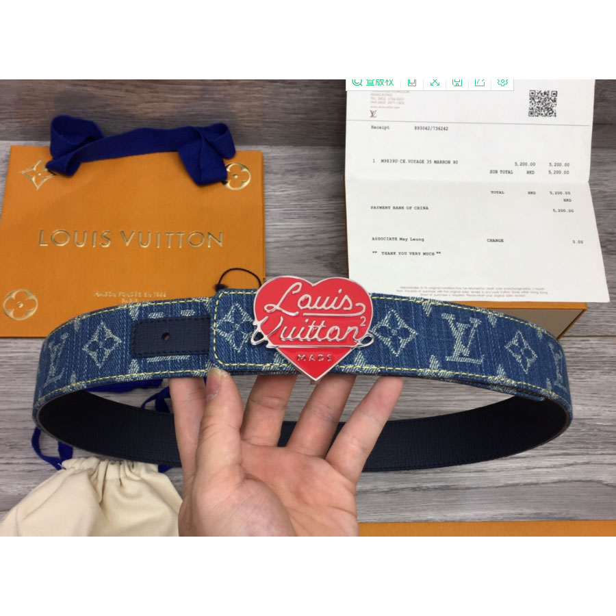 Louis Vuitton Denim 40MM Reversible Belt In Blue - DopestKickz