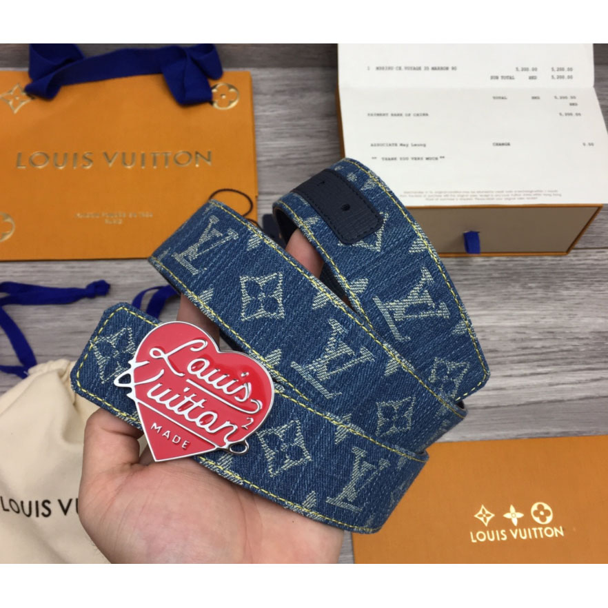 Louis Vuitton Denim 40MM Reversible Belt In Blue - DopestKickz