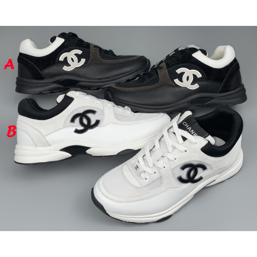 Chanel White Black 22c Leather Calfskin Suede Mesh Cc Logo Trainers Sneakers - DopestKickz