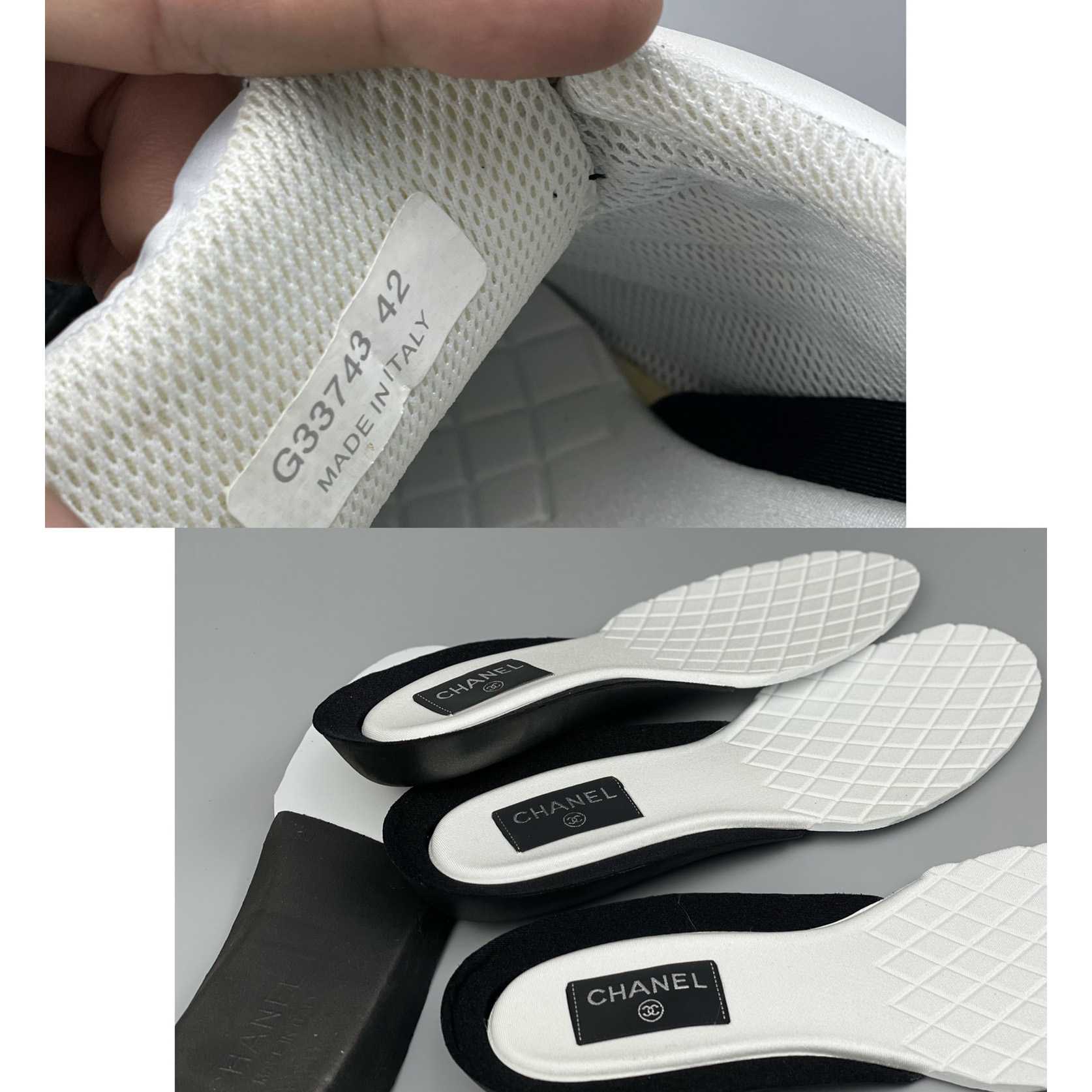 Chanel White Black 22c Leather Calfskin Suede Mesh Cc Logo Trainers Sneakers - DopestKickz