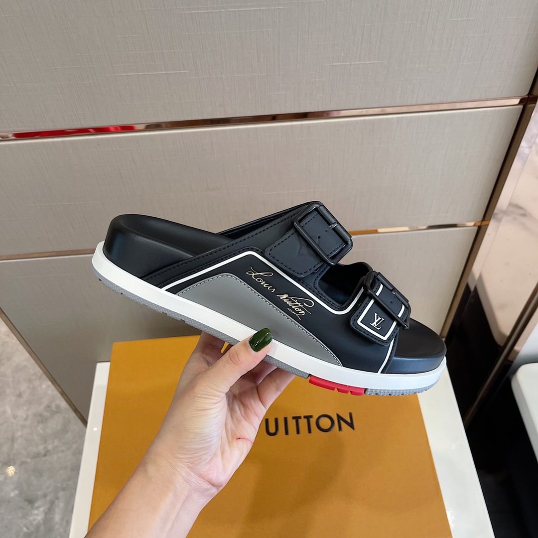 Louis Vuitton Trainer Mule In Black & Grey - DopestKickz