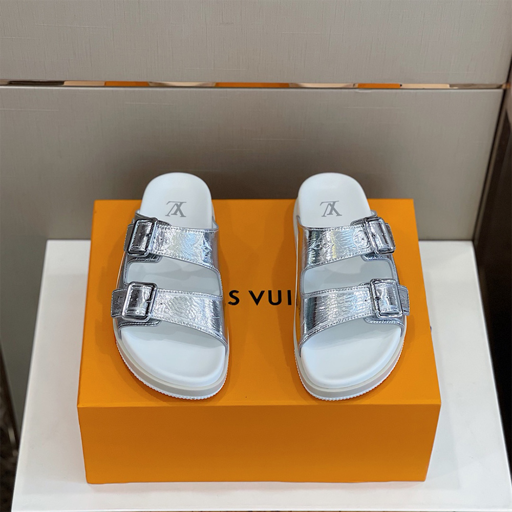 Louis Vuitton Trainer Mule In Silver - DopestKickz