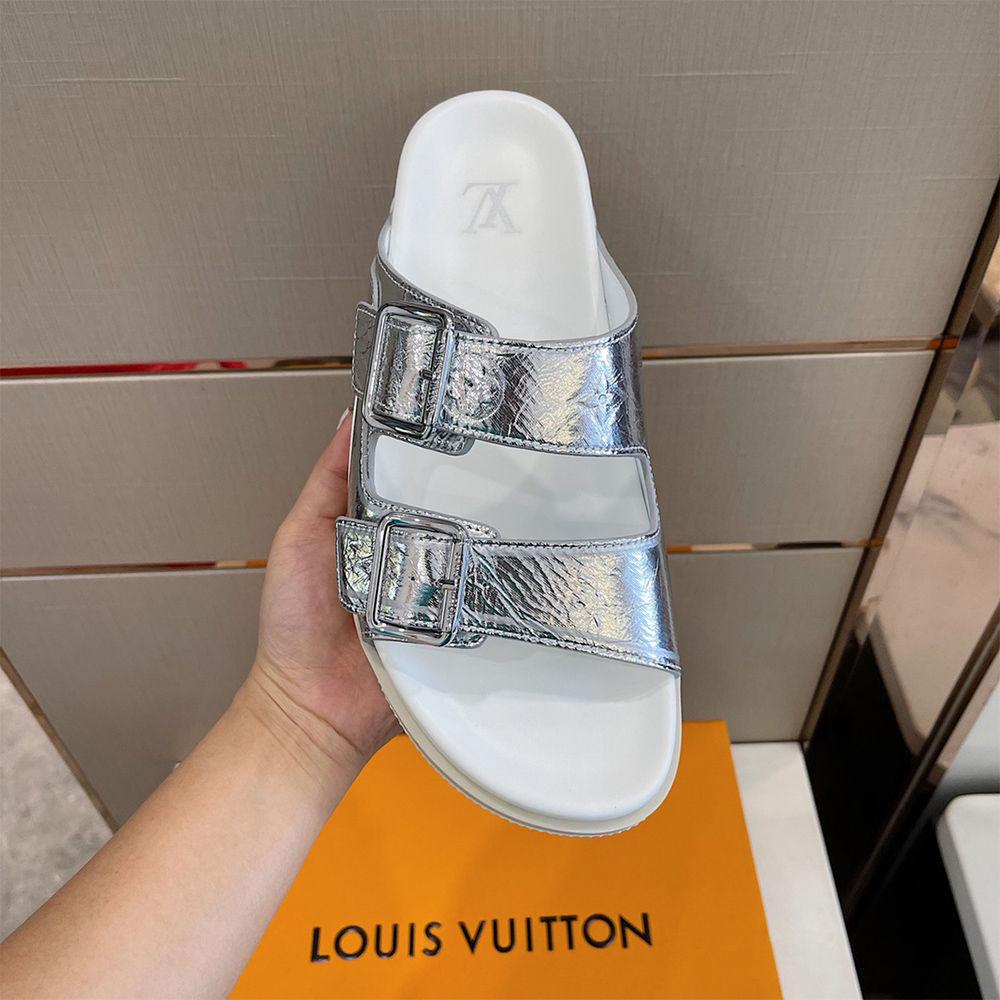 Louis Vuitton Trainer Mule In Silver - DopestKickz