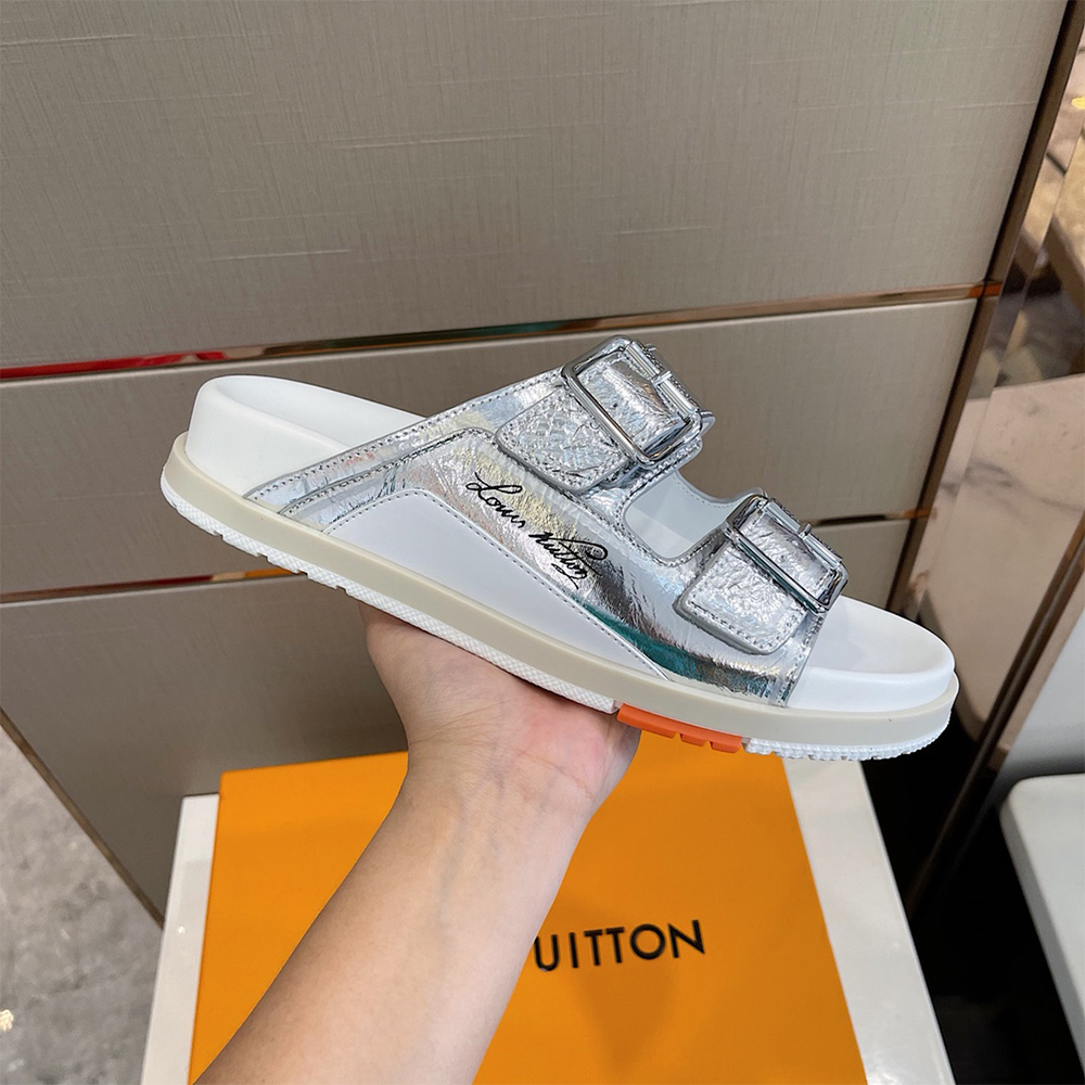 Louis Vuitton Trainer Mule In Silver - DopestKickz