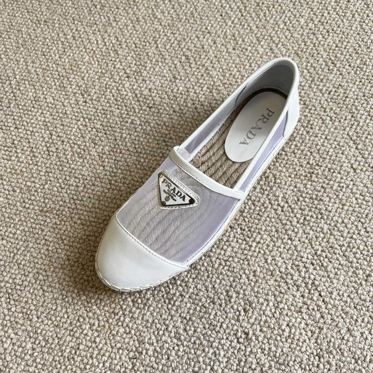 Prada  Logo  Woman White Loafers - DopestKickz