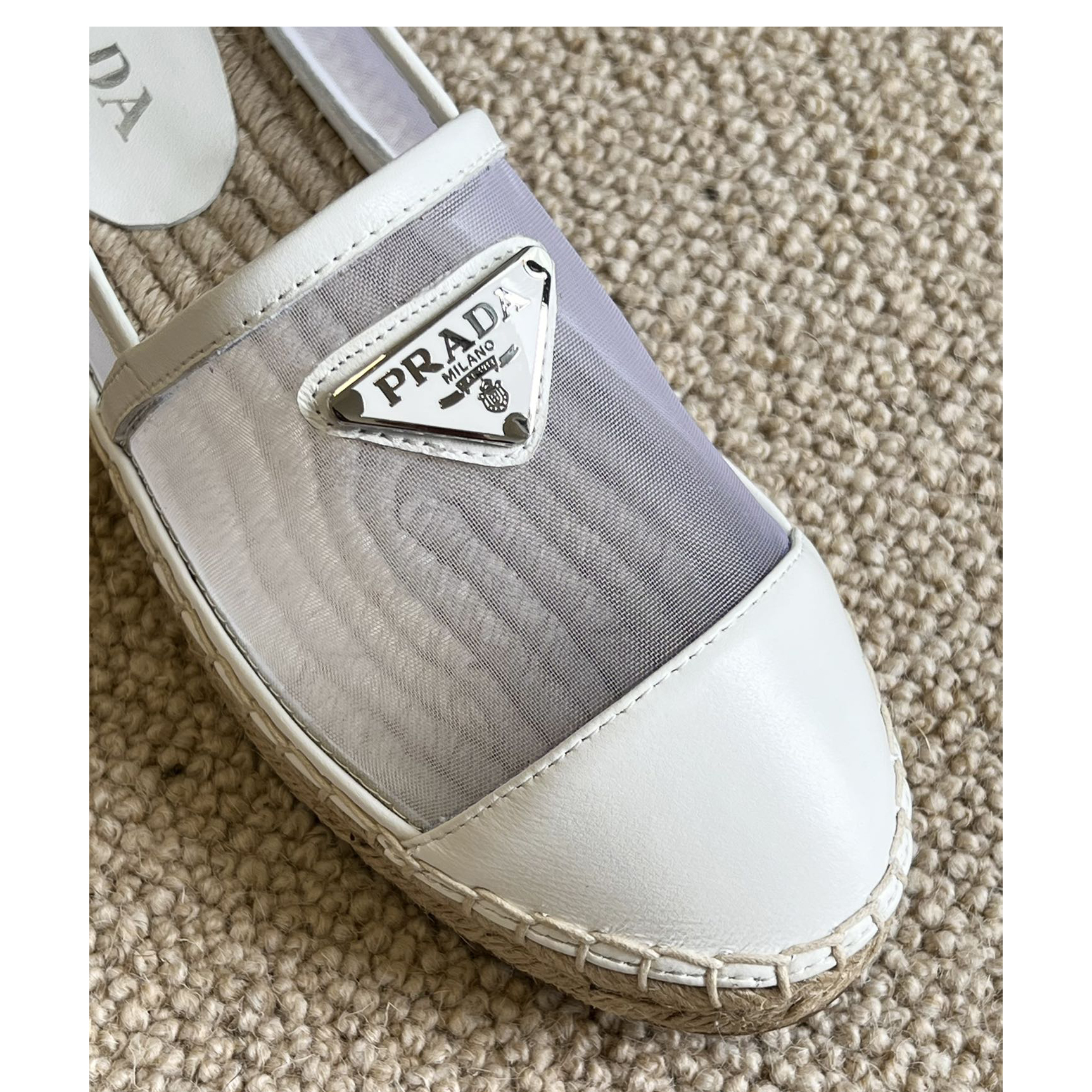 Prada  Logo  Woman White Loafers - DopestKickz