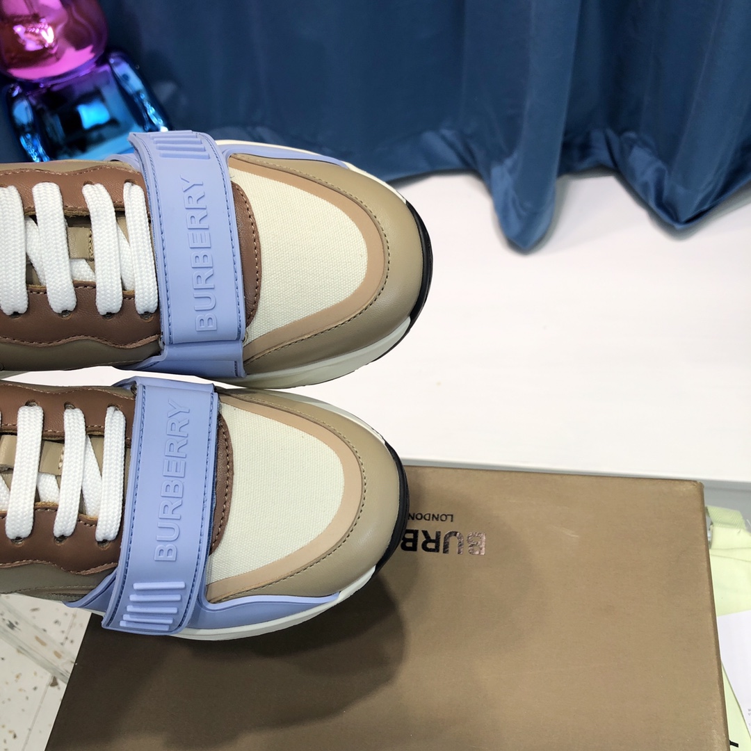 Burberry Check Cotton Canvas And Leather Sneakers - DopestKickz