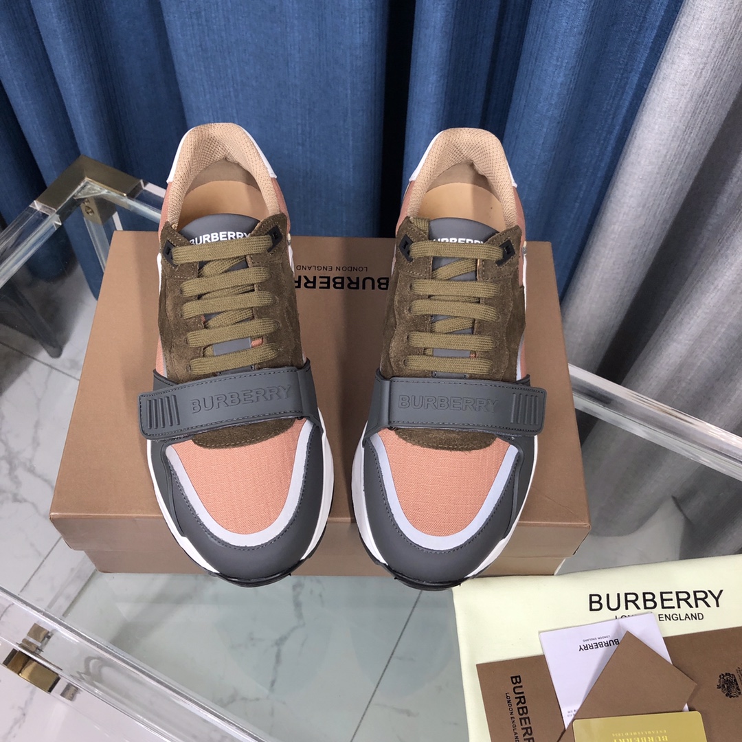 Burberry Check Cotton Canvas And Leather Sneakers - DopestKickz