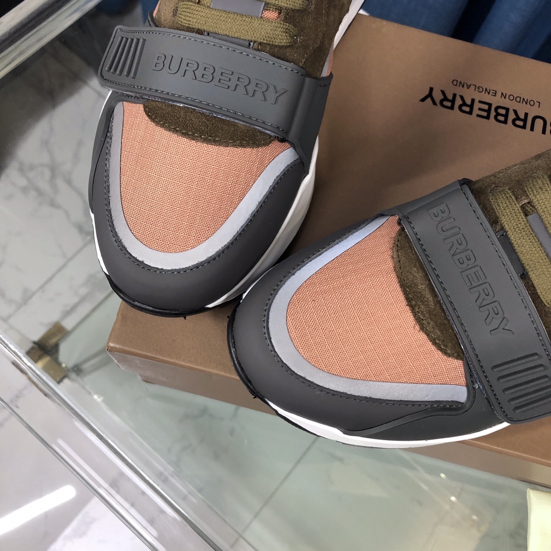 Burberry Check Cotton Canvas And Leather Sneakers - DopestKickz