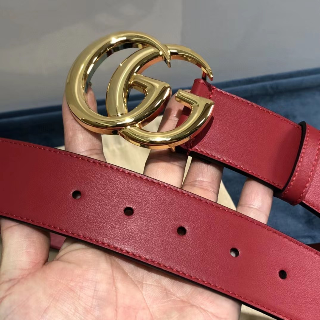 Gucci Red Belt With Double G Buckle - DopestKickz