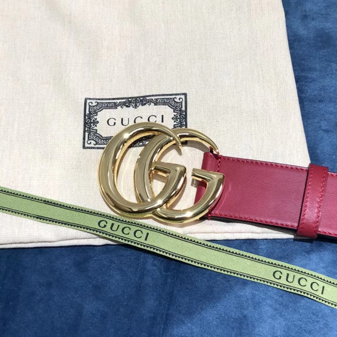 Gucci Red Belt With Double G Buckle - DopestKickz