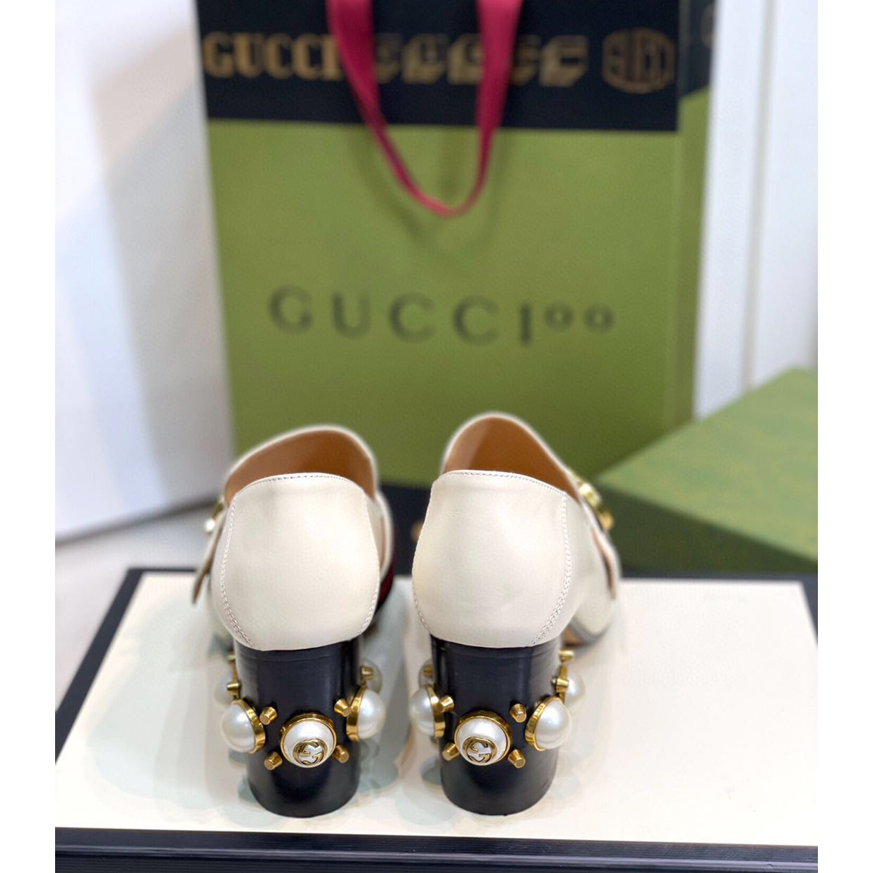 Gucci White Pearl Matchmake Pump - DopestKickz