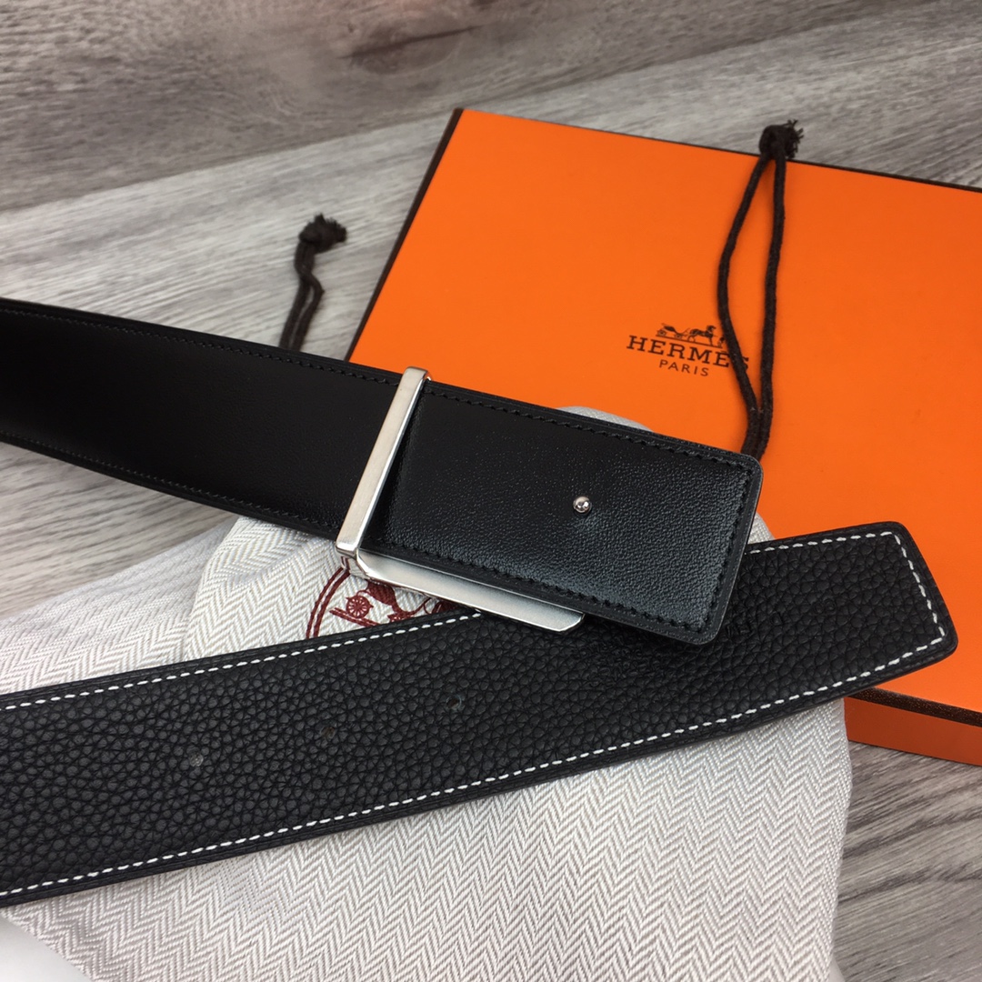 Hermes Black Leather Belt With   Enamel Buckle - DopestKickz