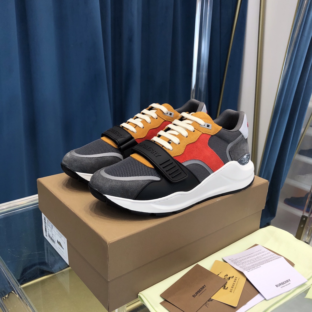 Burberry Check Cotton Canvas And Leather Sneakers - DopestKickz