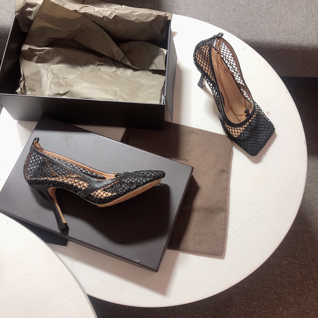 Bottega Veneta leather-trimmed mesh Heels - DopestKickz