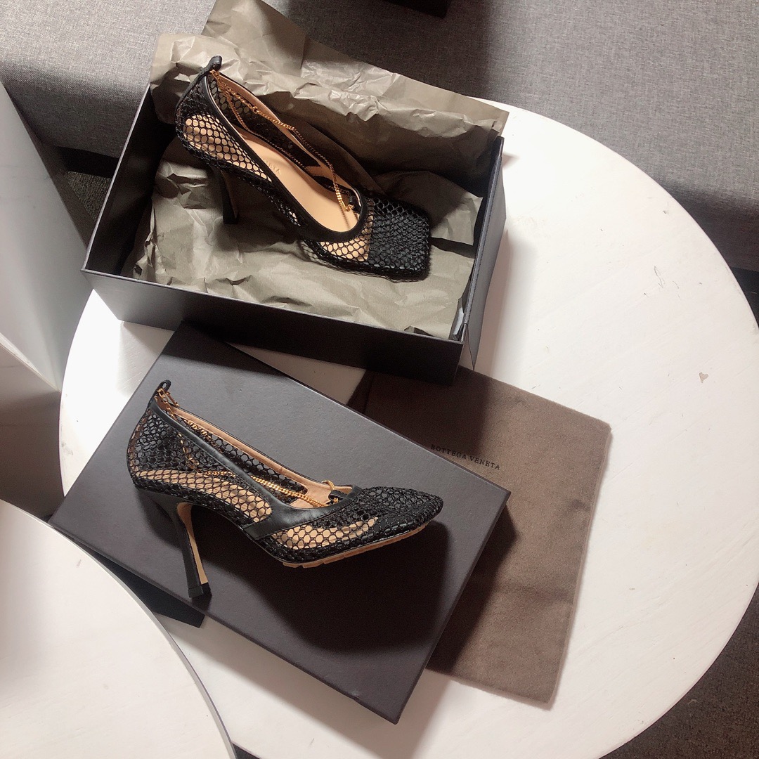 Bottega Veneta leather-trimmed mesh Heels - DopestKickz