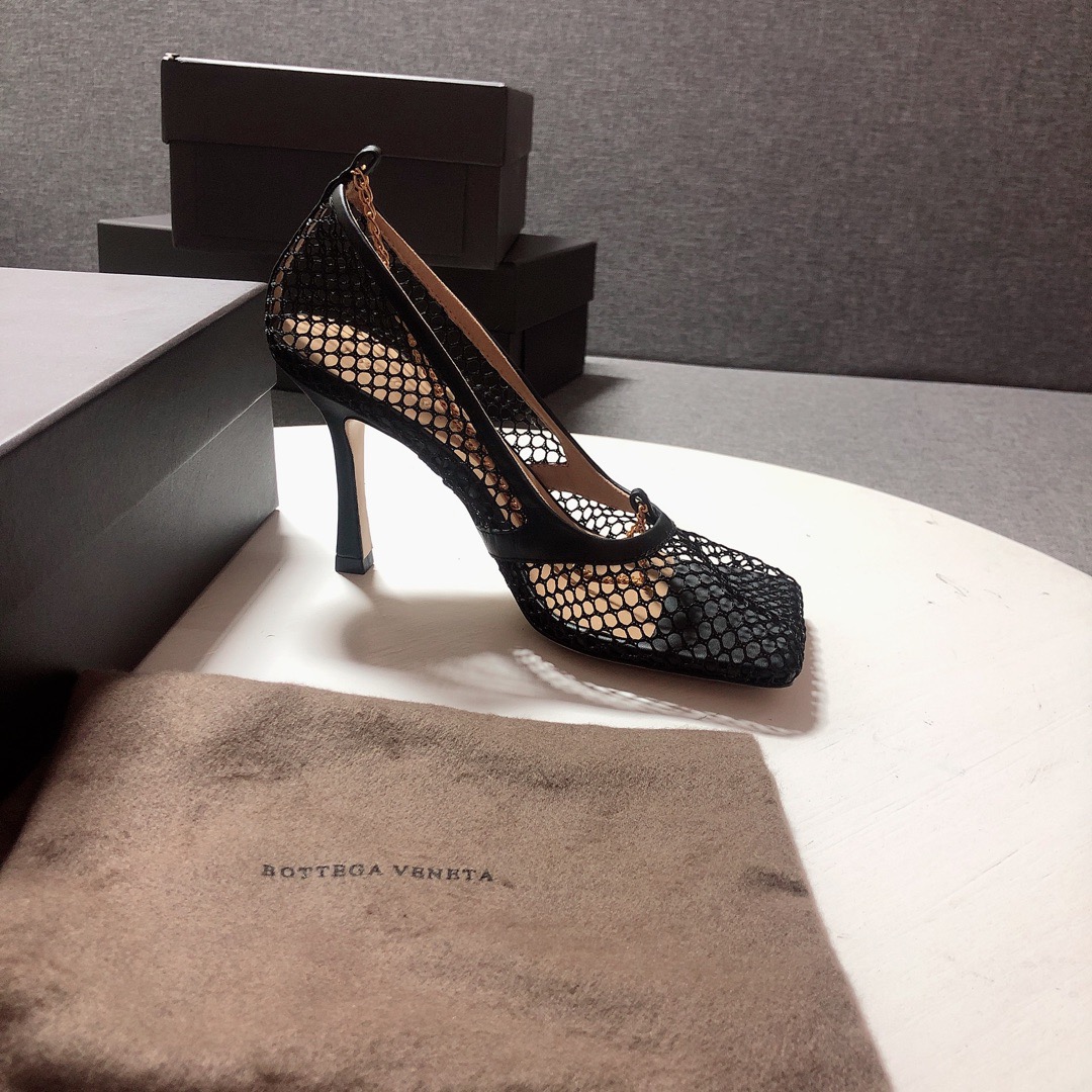 Bottega Veneta leather-trimmed mesh Heels - DopestKickz