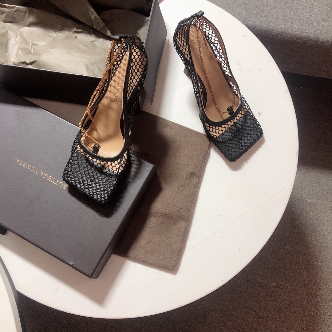 Bottega Veneta leather-trimmed mesh Heels - DopestKickz
