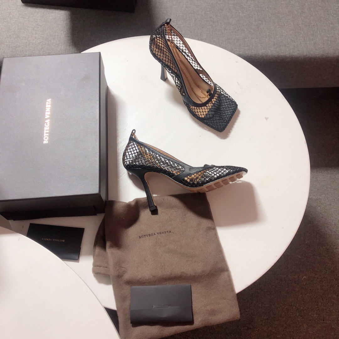 Bottega Veneta leather-trimmed mesh Heels - DopestKickz