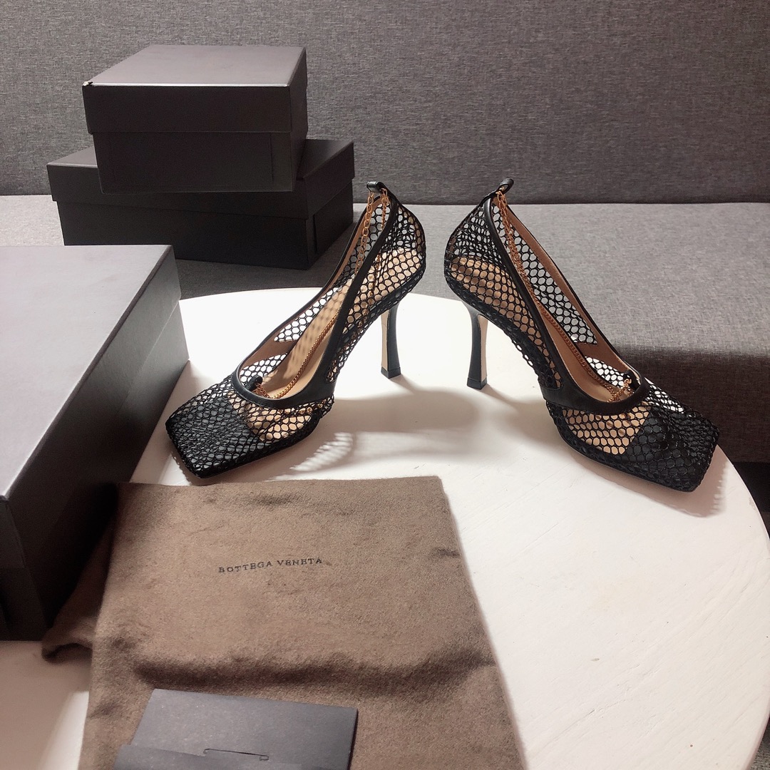 Bottega Veneta leather-trimmed mesh Heels - DopestKickz