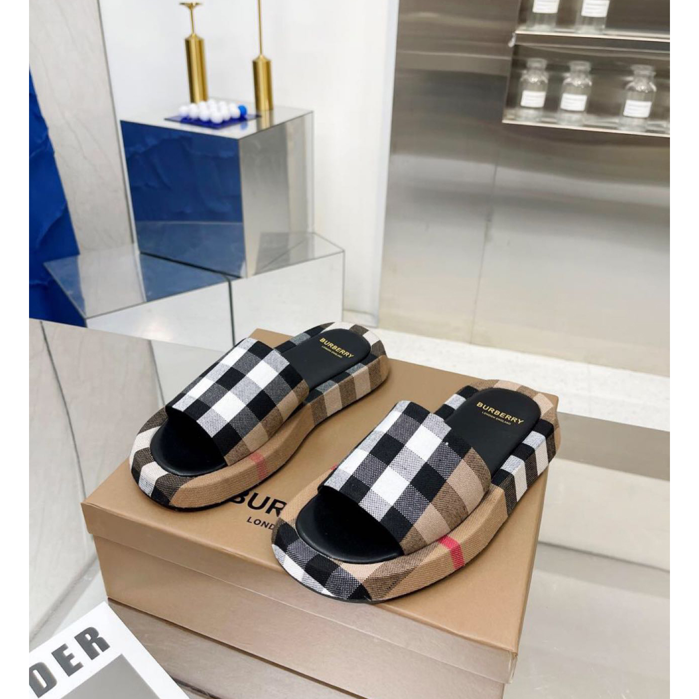 Burberry Check Print Slides - DopestKickz