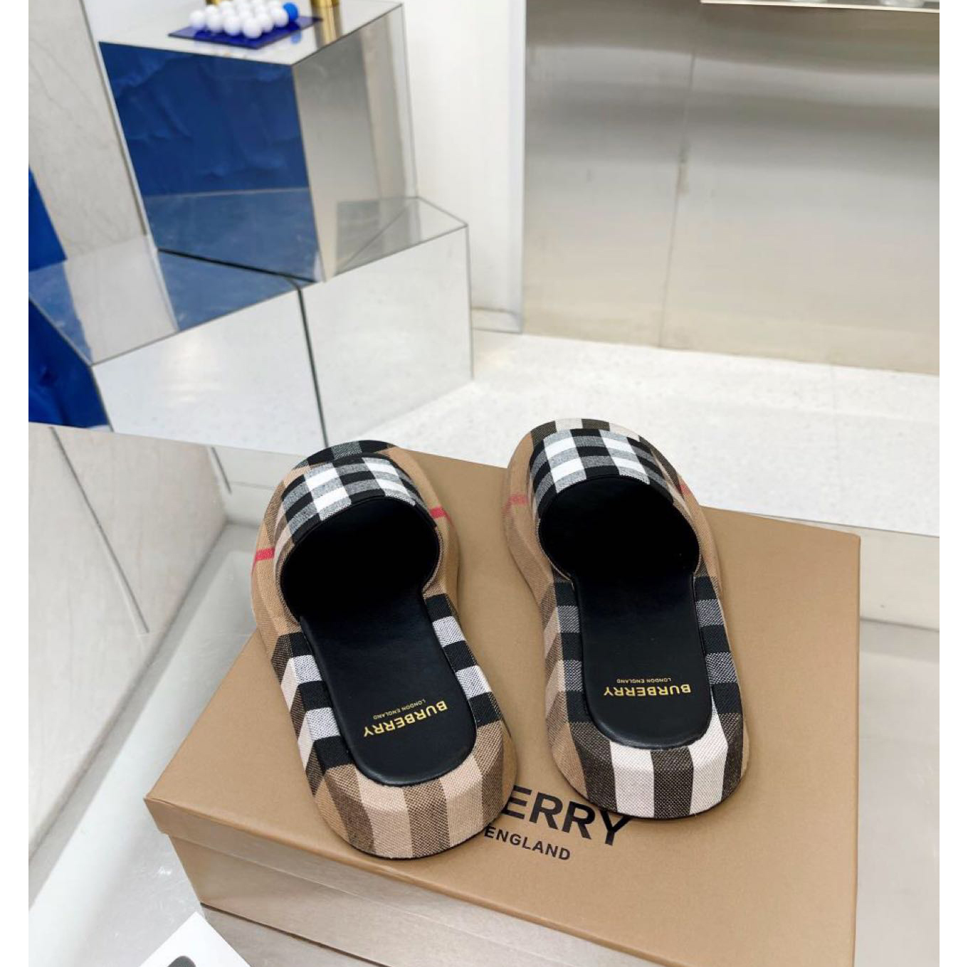 Burberry Check Print Slides - DopestKickz