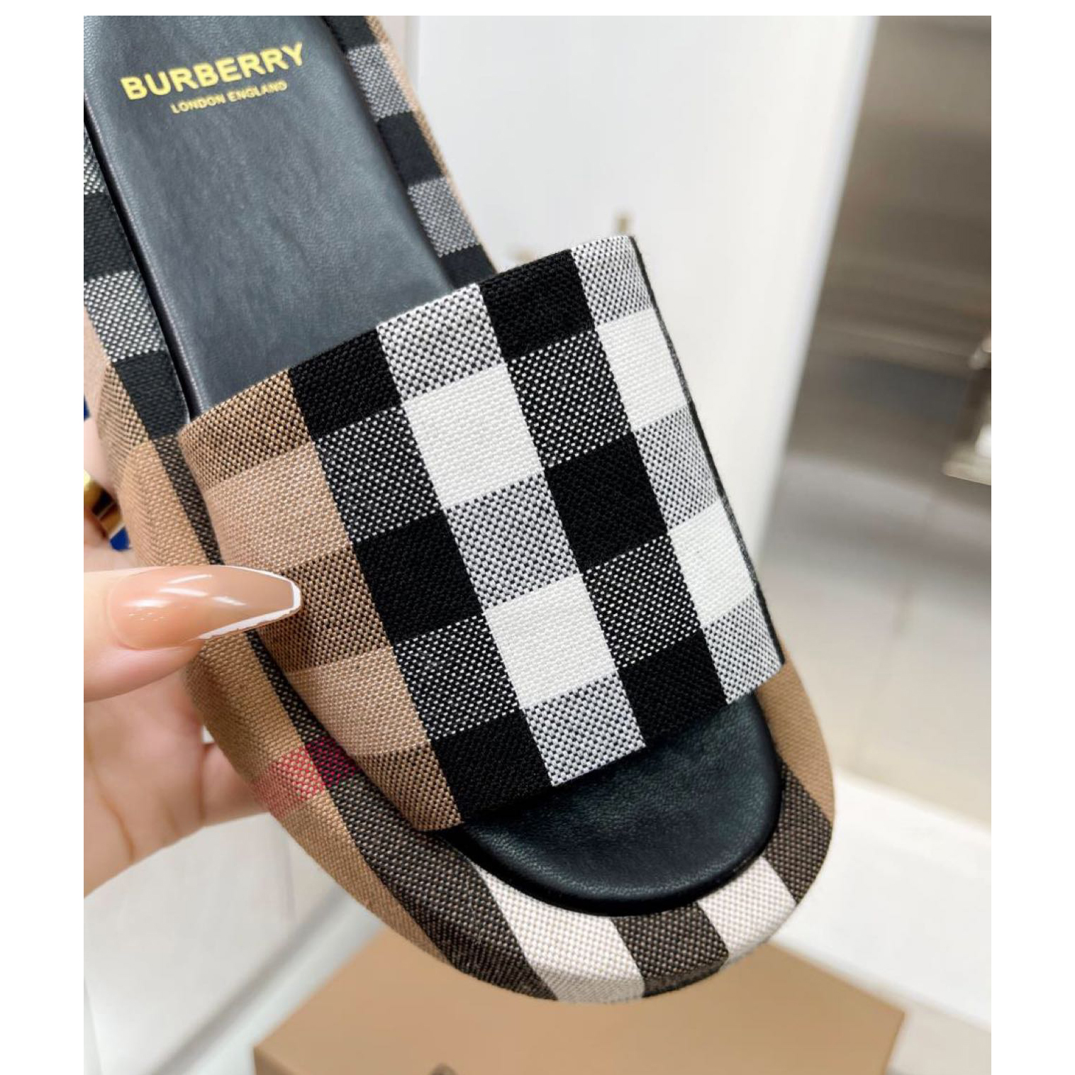 Burberry Check Print Slides - DopestKickz