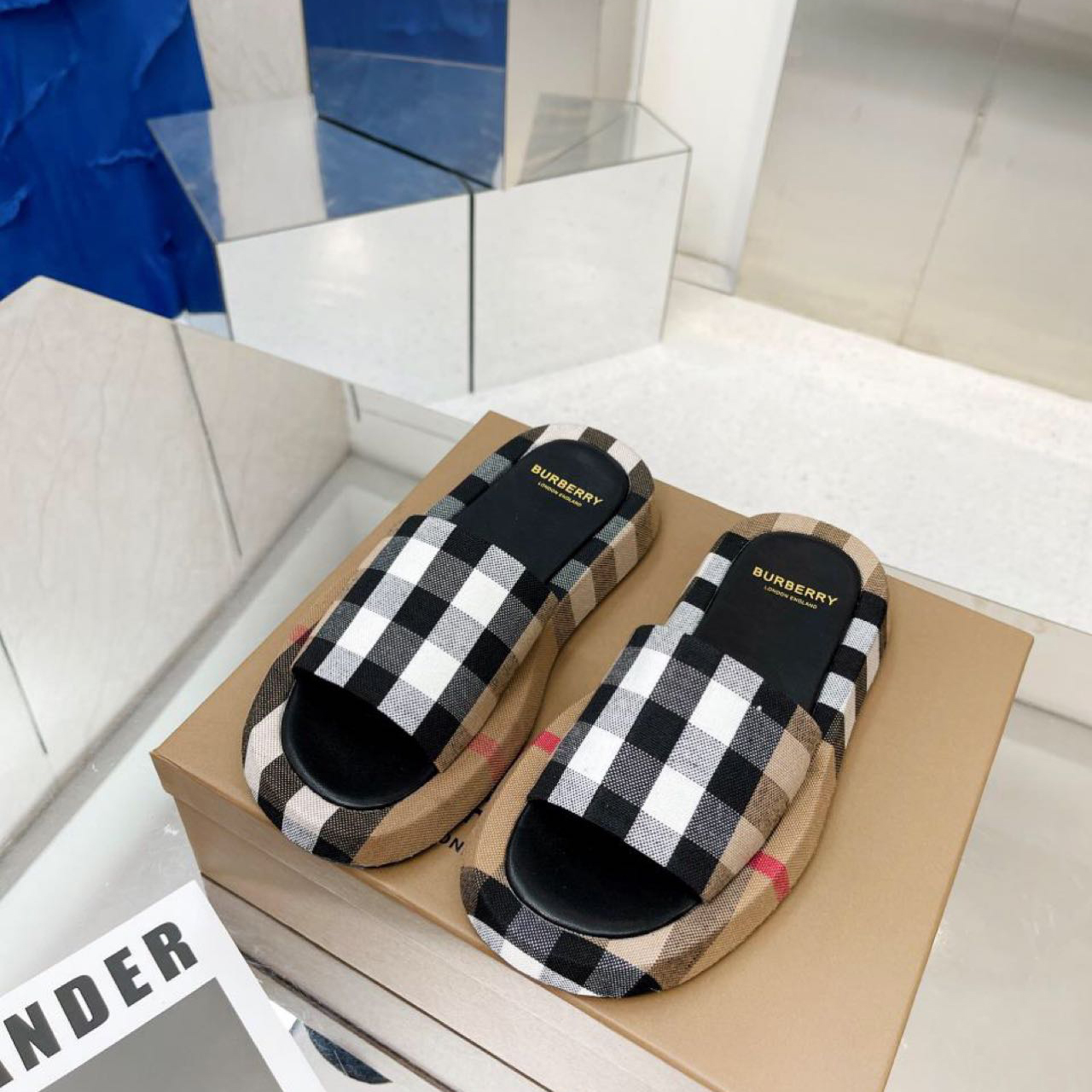 Burberry Check Print Slides - DopestKickz