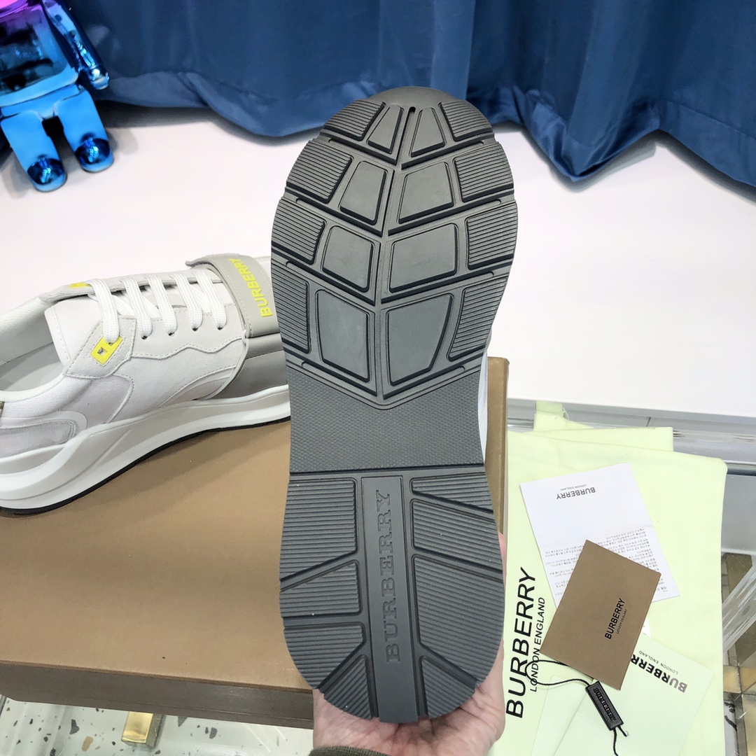 Burberry Check Cotton Canvas And Leather Sneakers - DopestKickz