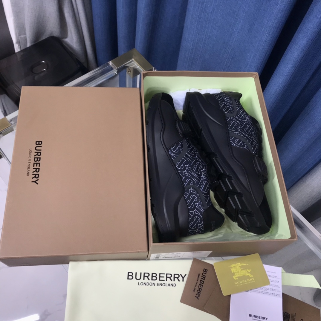 Burberry Check Cotton Canvas And Leather Sneakers - DopestKickz