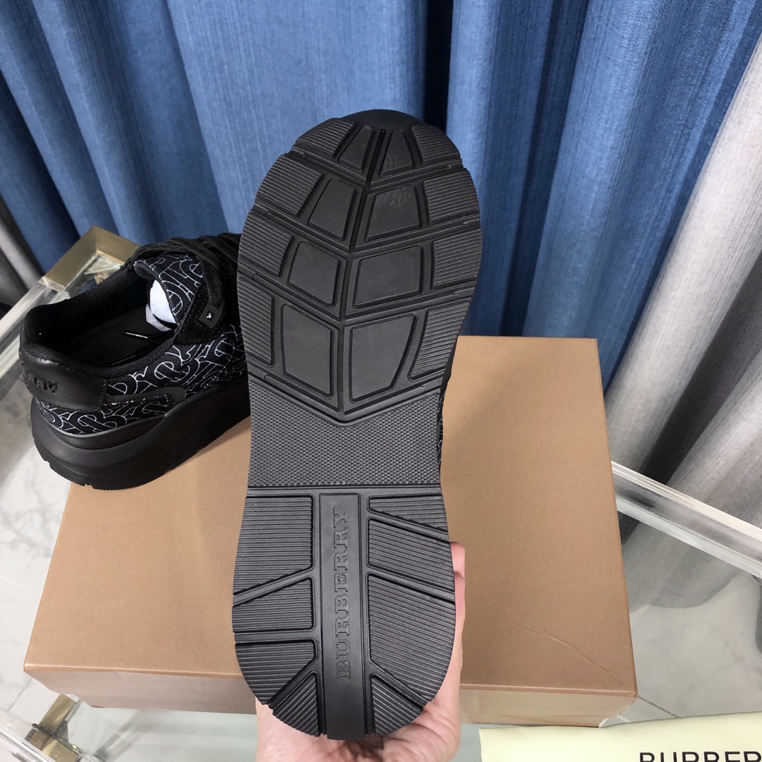 Burberry Check Cotton Canvas And Leather Sneakers - DopestKickz