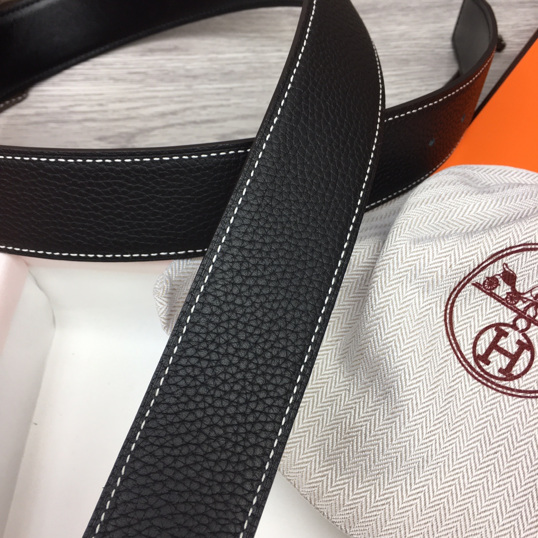 Hermes Black Leather Belt With   Enamel Buckle - DopestKickz