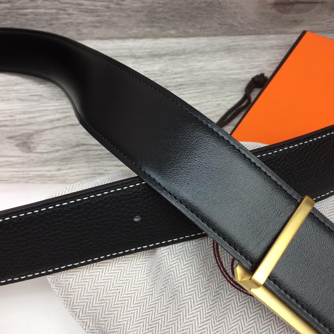 Hermes Black Leather Belt With   Enamel Buckle - DopestKickz