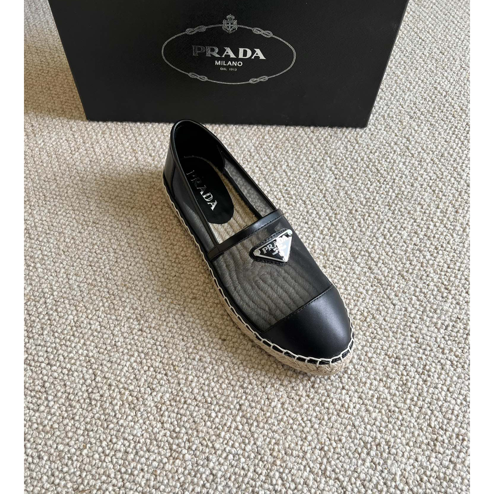 Prada  Logo  Woman Black Loafers - DopestKickz