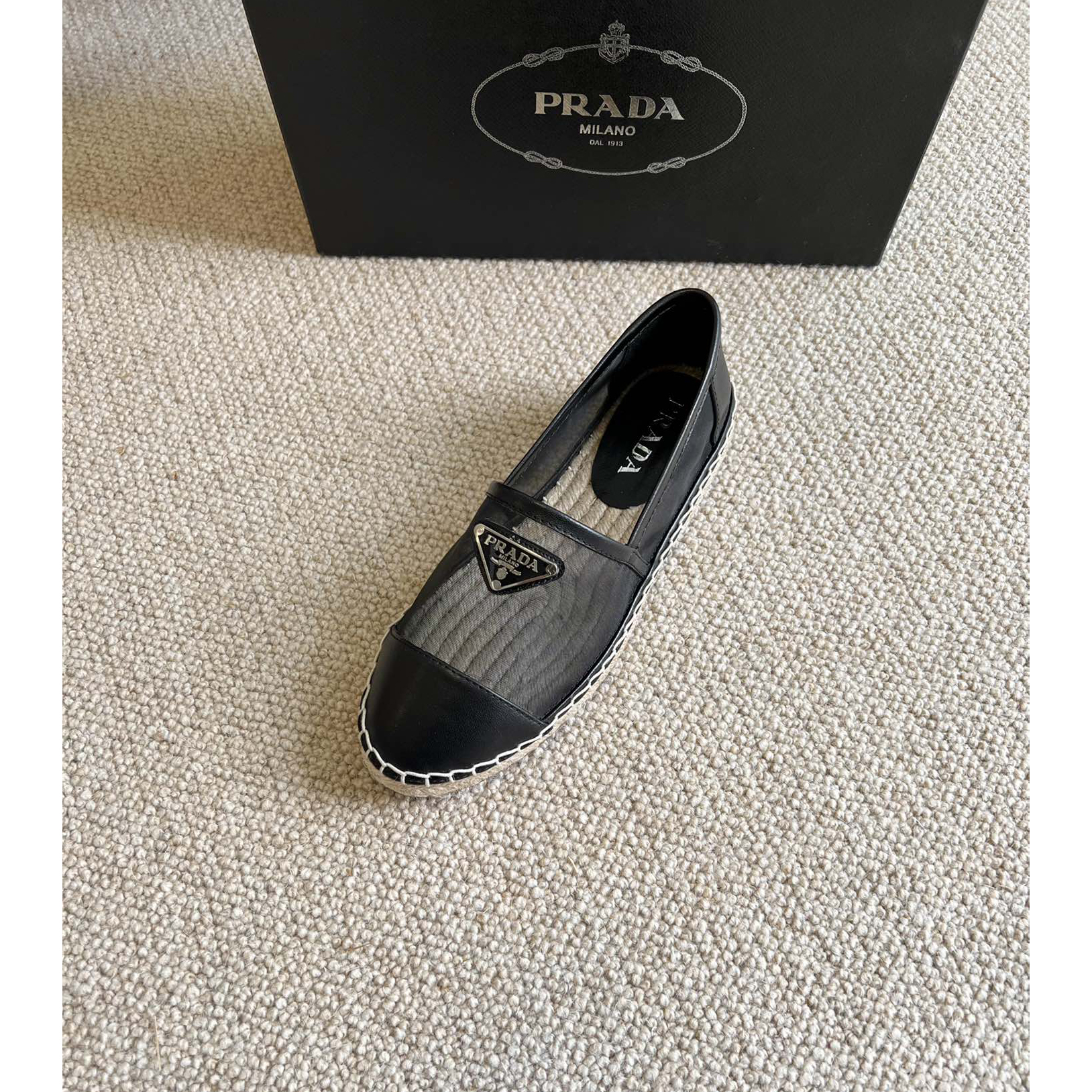 Prada  Logo  Woman Black Loafers - DopestKickz