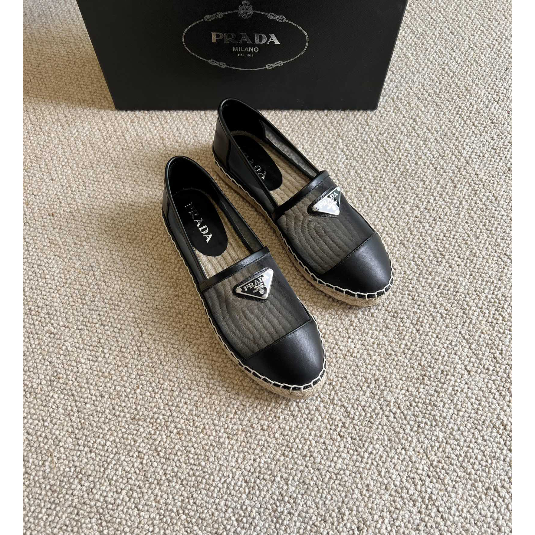 Prada  Logo  Woman Black Loafers - DopestKickz