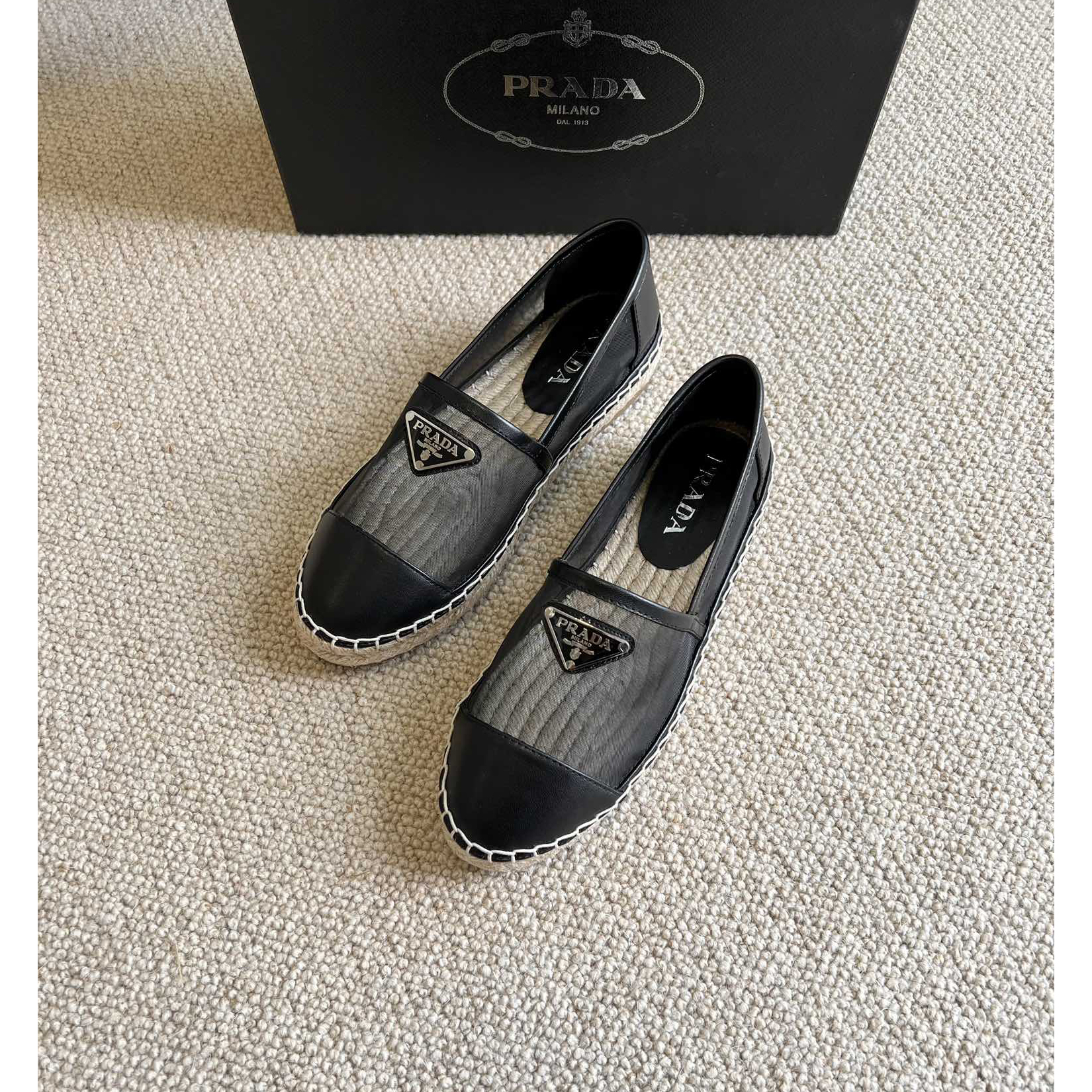 Prada  Logo  Woman Black Loafers - DopestKickz