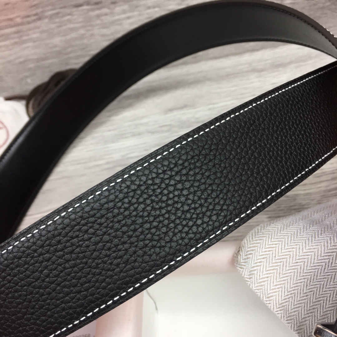 Hermes Black Leather Belt With   Enamel Buckle - DopestKickz