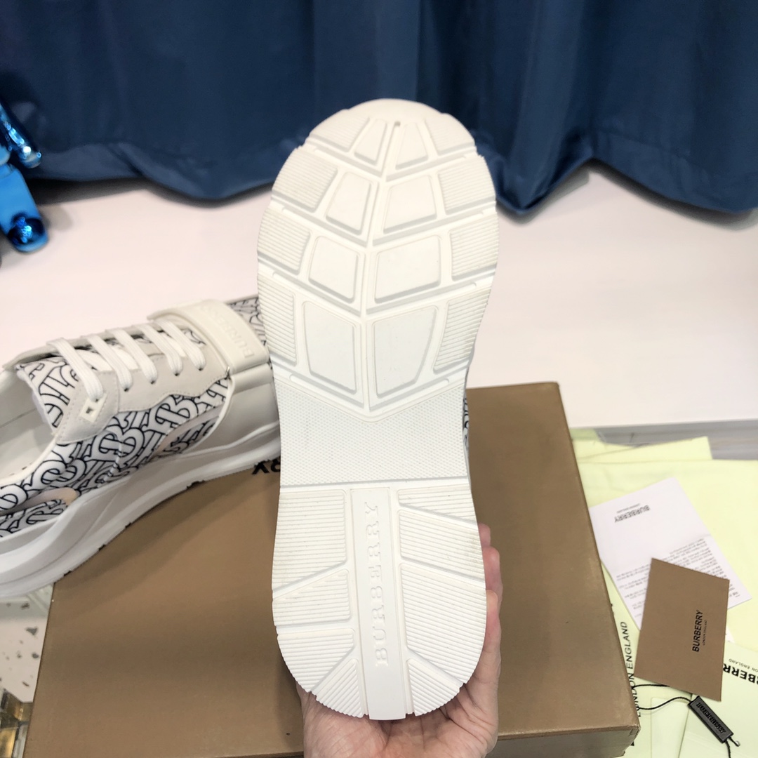 Burberry Check Cotton Canvas And Leather Sneakers - DopestKickz