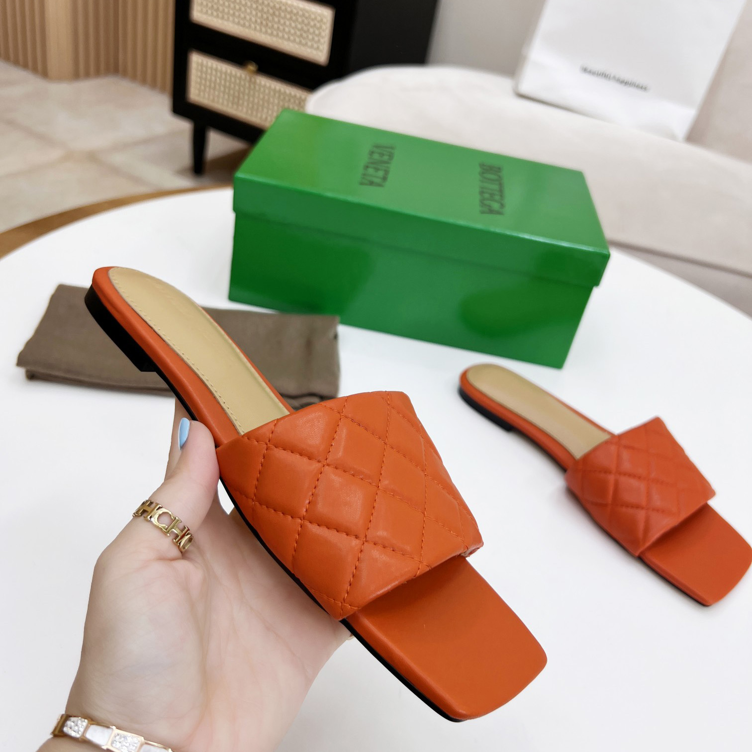 Bottega Veneta Padded Leather Sandals - DopestKickz