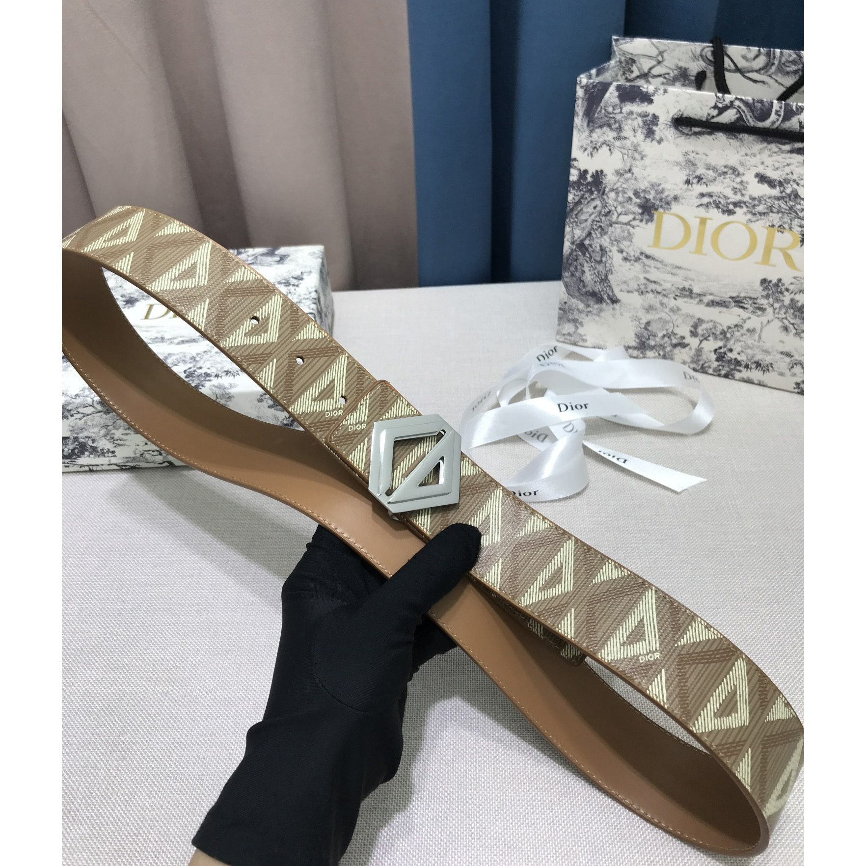 Dior CD Diamond Print  40mm Reversible Belt  - DopestKickz