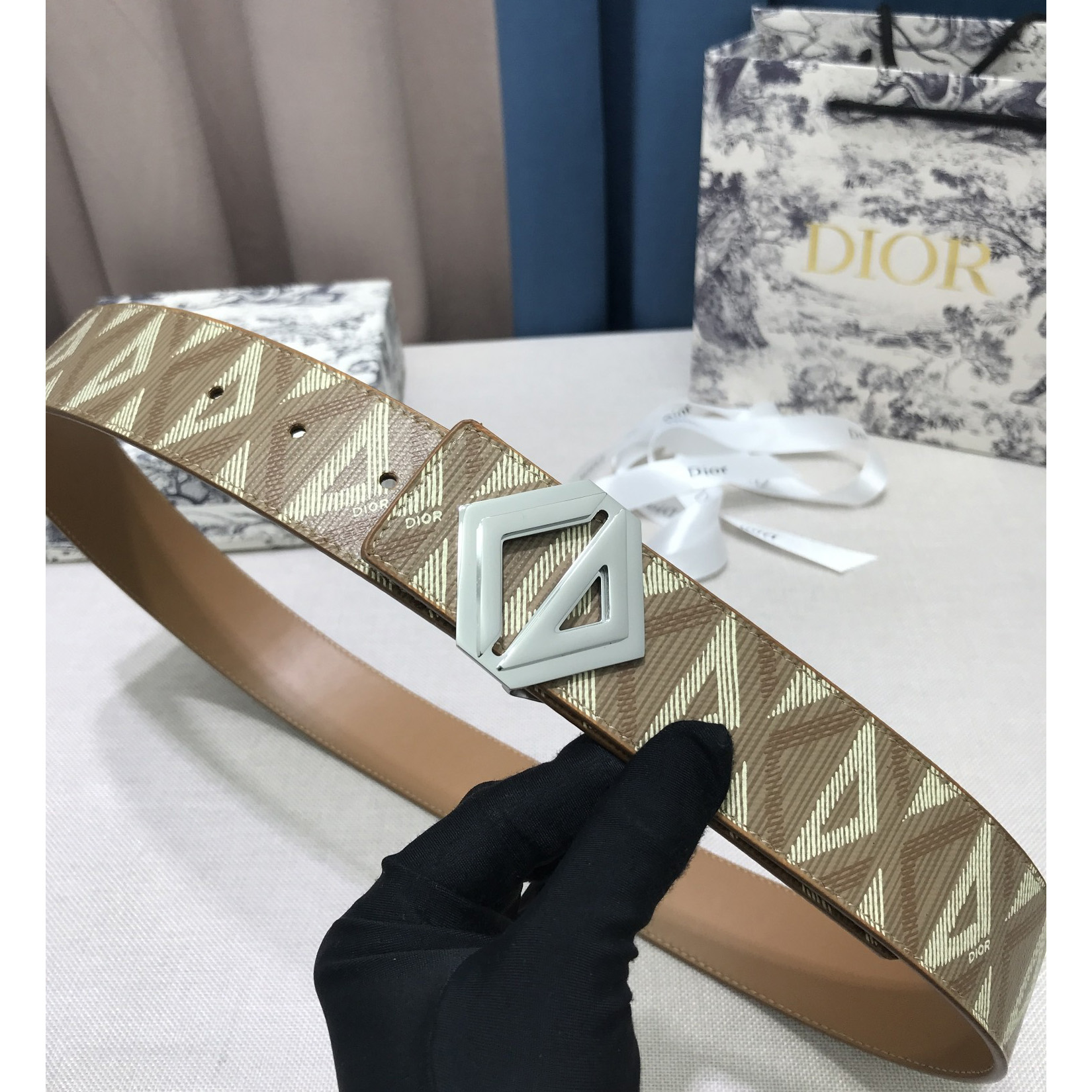 Dior CD Diamond Print  40mm Reversible Belt  - DopestKickz