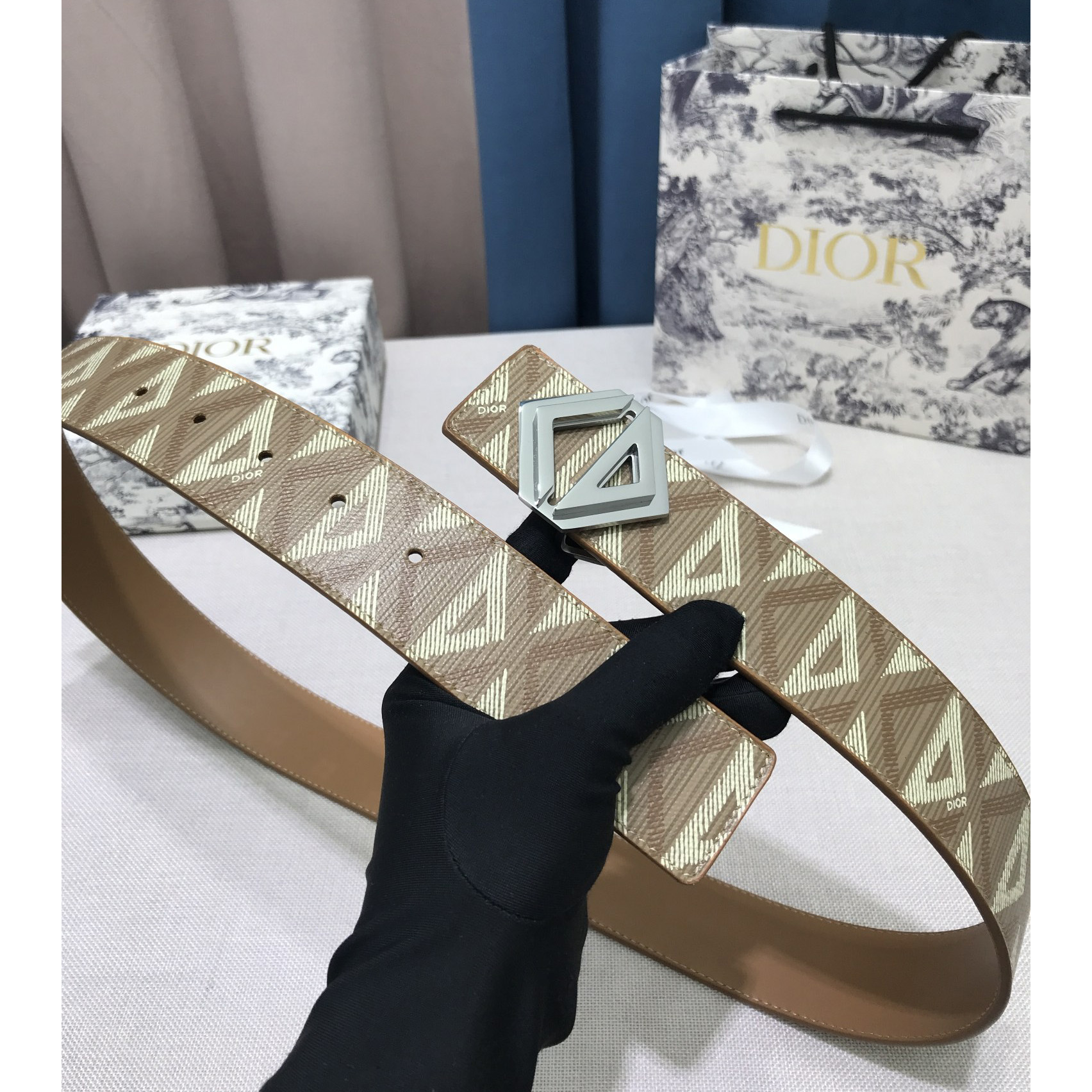 Dior CD Diamond Print  40mm Reversible Belt  - DopestKickz