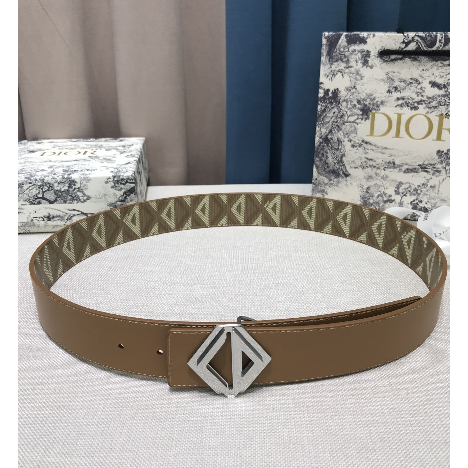 Dior CD Diamond Print  40mm Reversible Belt  - DopestKickz